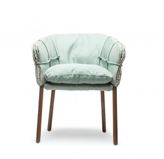 Soft Wrapped Parchment Armchair In Mint Green