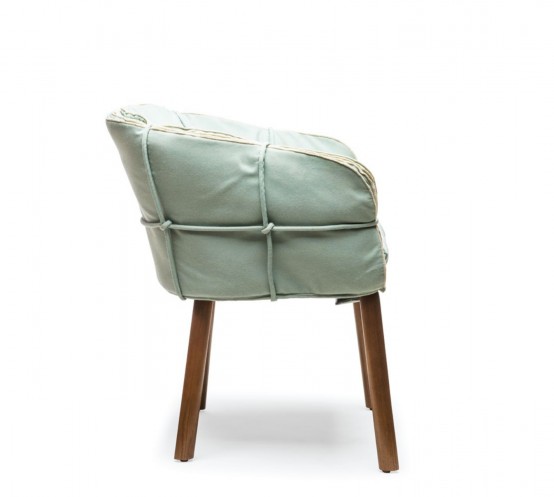 Soft Wrapped Parchment Armchair In Mint Green