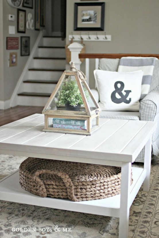 a two top coffee table with a basket tray is great for storage - use both tops