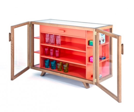 Striking Vitrina Cabinet And Shelving Unit In Bright Colors