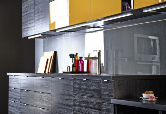 Stunning Black Kitchen Design With Yellow Touches