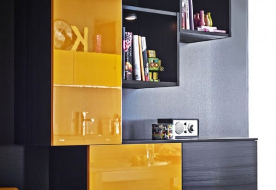 Stunning Black Kitchen Design With Yellow Touches