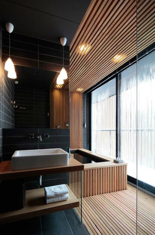 45 Stylish And Cozy Wooden Bathroom Designs - DigsDigs