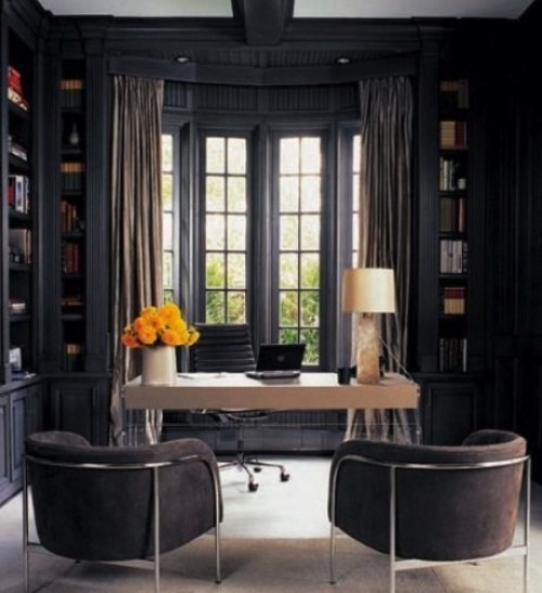 33 Stylish And Dramatic Masculine Home Office Design Ideas 