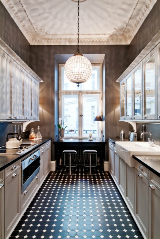 kitchen narrow functional stylish digsdigs