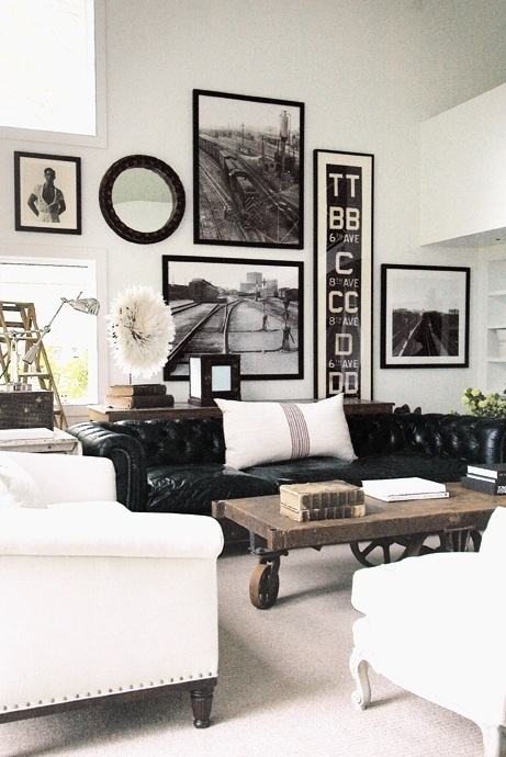 53 Stylish And Inspiring Industrial, How To Decorate A Black Leather Sofa