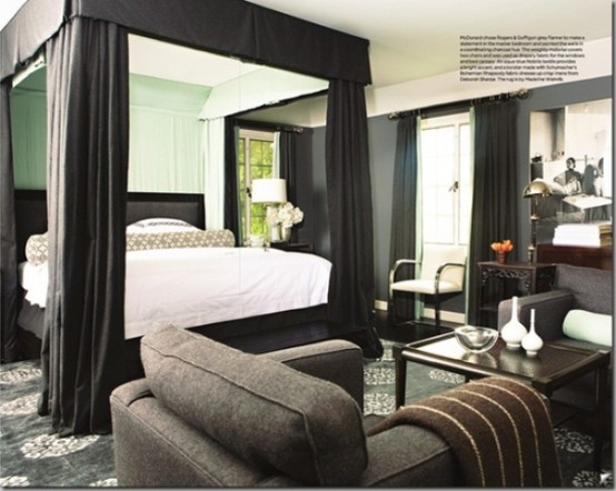 Dark, almost black tones combined with just a little of light tones works extremely well in men's bedrooms.