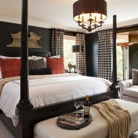 bedroom masculine bedrooms walls sexy decor stylish decorating decorate master man digsdigs interiors interior bed bedding chandelier colors dark could