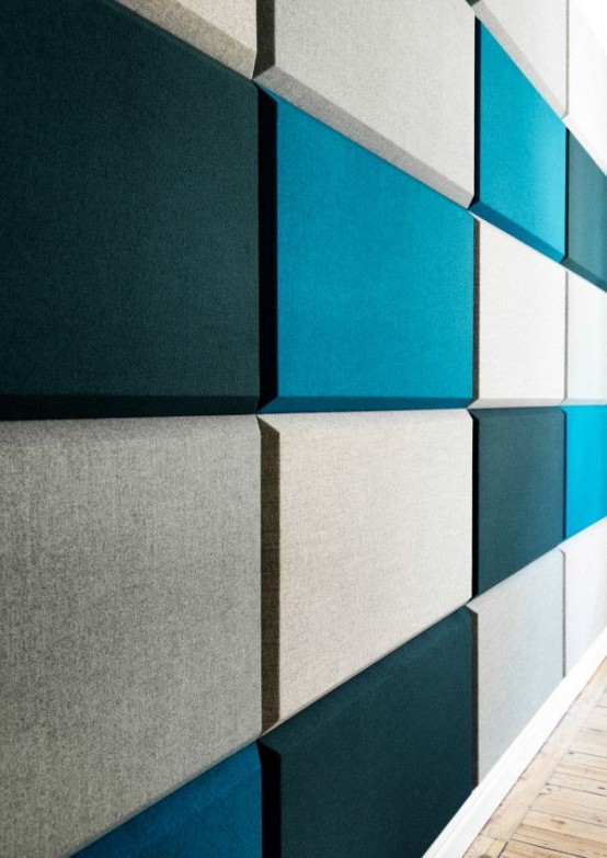 rectangular contemporary tiles in grey, black and turquoise will make your space more up-to-date and bold