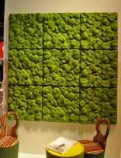 cool nature-inspired green leaf acoustic panels are a chic idea to bring outdoors indoors