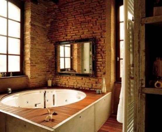 Stylish Bathrooms With Brick Walls And Ceilings