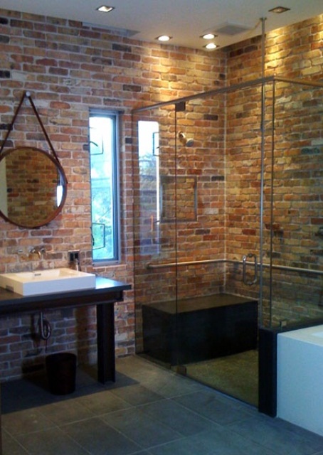 39 Stylish Bathrooms With Brick Walls And Ceilings - DigsDigs