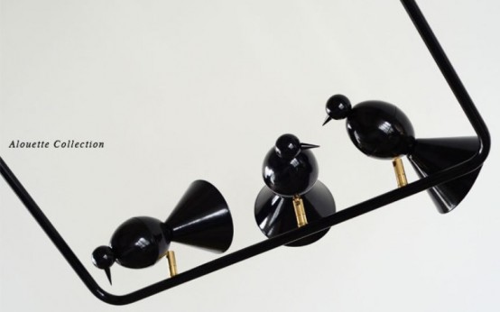 Stylish Black And White Lamps In Shape Of Birds