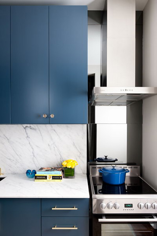 Stylish Blue And Gold Kitchen Design With Marble DigsDigs