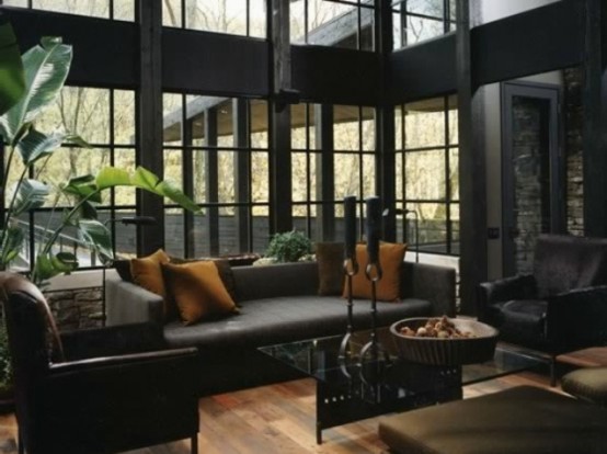 36 Stylish Dark Living Room Designs - DigsDigs