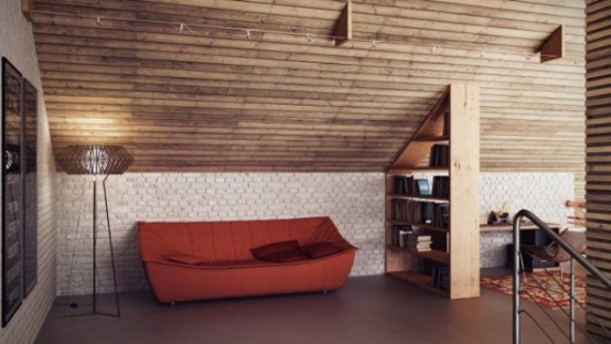 Stylish Industrial Loft In Wood Brick And Concrete