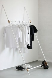 a chic white minimal makeshift closet is an airy and easy thing, even a tiny space can accommodate it
