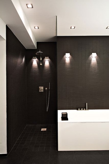 69 Almost Pure Black Bathroom Design Ideas - DigsDigs