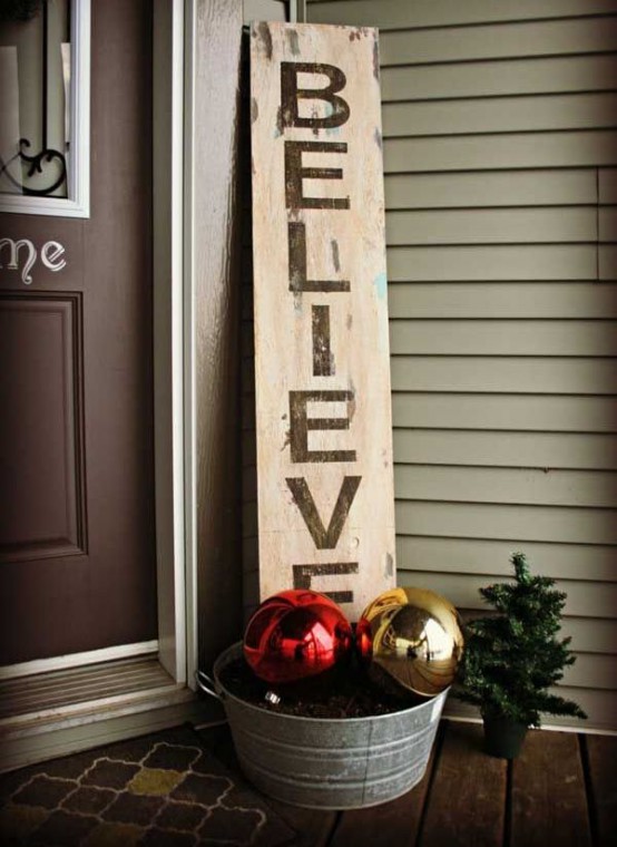 a very simple wooden plaque Christmas sign will give a slight rustic feel to the space and you can make it fast and easily