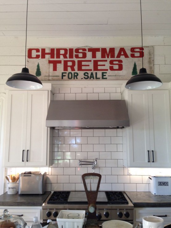 a red and white rustic Christmas sign is a lovely farmhouse decoration for the holidays, and it can be placed anywhere you want