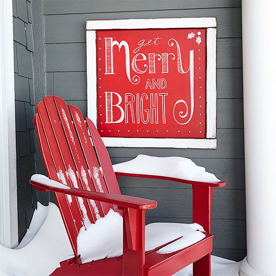 a red and white Christmas sign in a frame, with lovely letters is a lovely and bold decor idea for the holidays, will look nice both indoors and outdoors