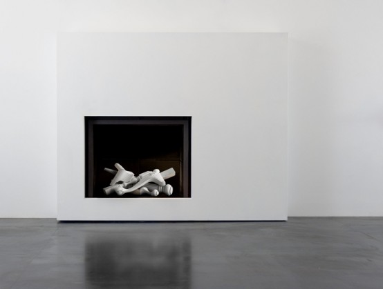 Surrealistic Fireplace With Ceramic Logs