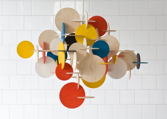 Suspension Lamp Made Of Plywood Pieces