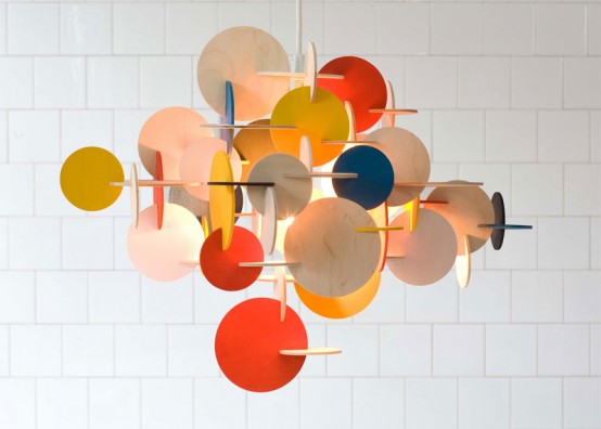 Suspension Lamp Made Of Plywood Pieces