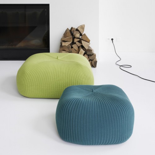 poufs covered with bold crochet covers of various colors are amazing for styling your space for fall and winter, they will give a touch of coziness to the space