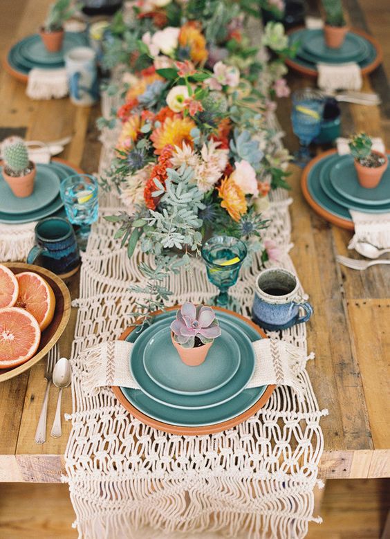 boho baby shower table decor