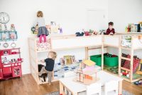 these beds are perfect for a shared kids room combined with a playroom