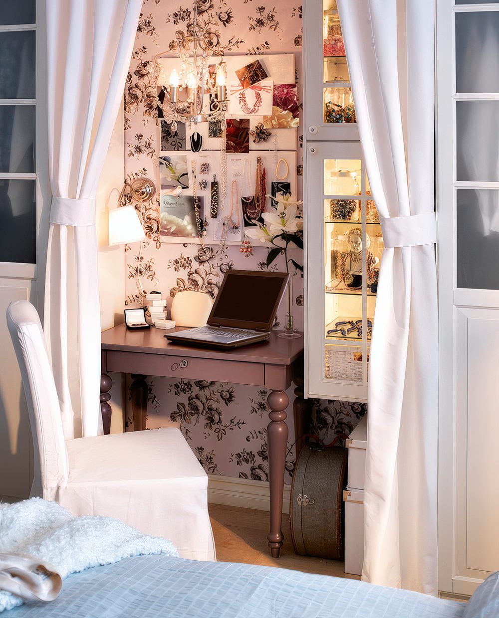 Thin Home Office In A Bedroom You can hide a tiny working area in a bedroom.