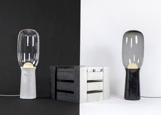 Timeless Torch Floor Lamps From Marble And Glass