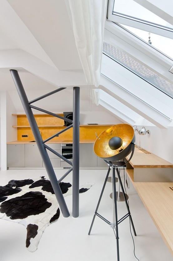 Tiny Minimalist Black And White Loft In Prague