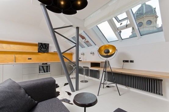 Tiny Minimalist Black And White Loft In Prague