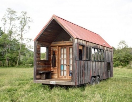 Tiny Mobile Shelter With Rustic Charm