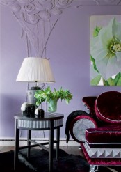 Traditional And Art Deco Apartment In Lilac And Plum Violet