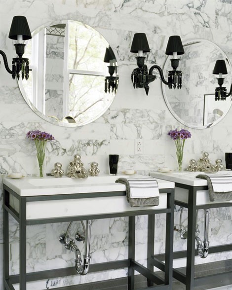 Traditional Black And White Bathroom