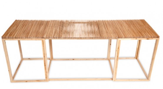 Transformable Fan Table Of Birch Wood