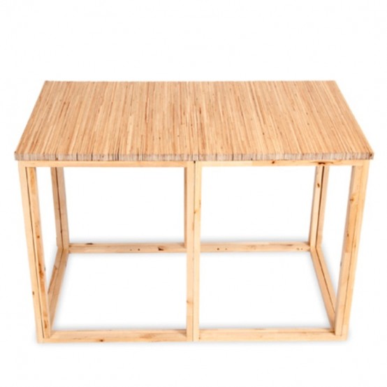 Transformable Fan Table Of Birch Wood