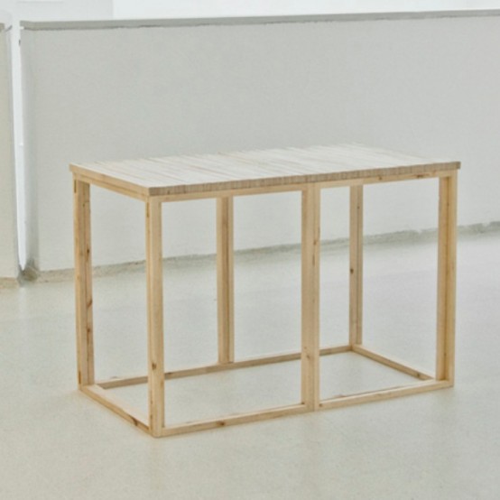 Transformable Fan Table Of Birch Wood