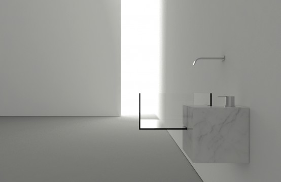 Transparetn Glass Cube Sink That Looks Invisible