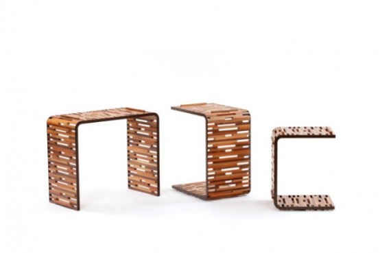 Triplice Tables Made From Scraps Of Wood
