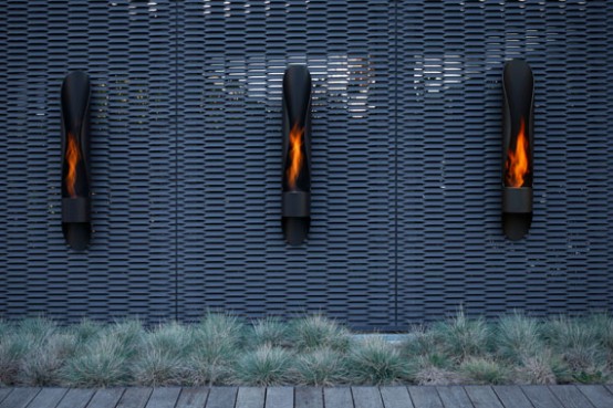 Sleek Yet Simple Outdoor Fireplace – Tube by Acquaefuoco