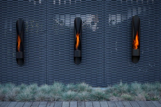 Sleek Yet Simple Outdoor Fireplace – Tube by Acquaefuoco