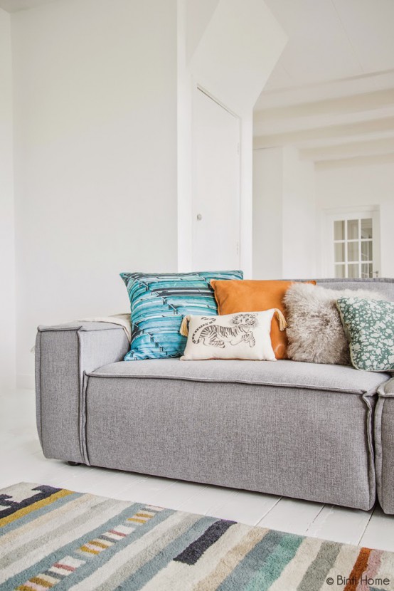 Turquoise And Amber Living Room With Upcycled Items