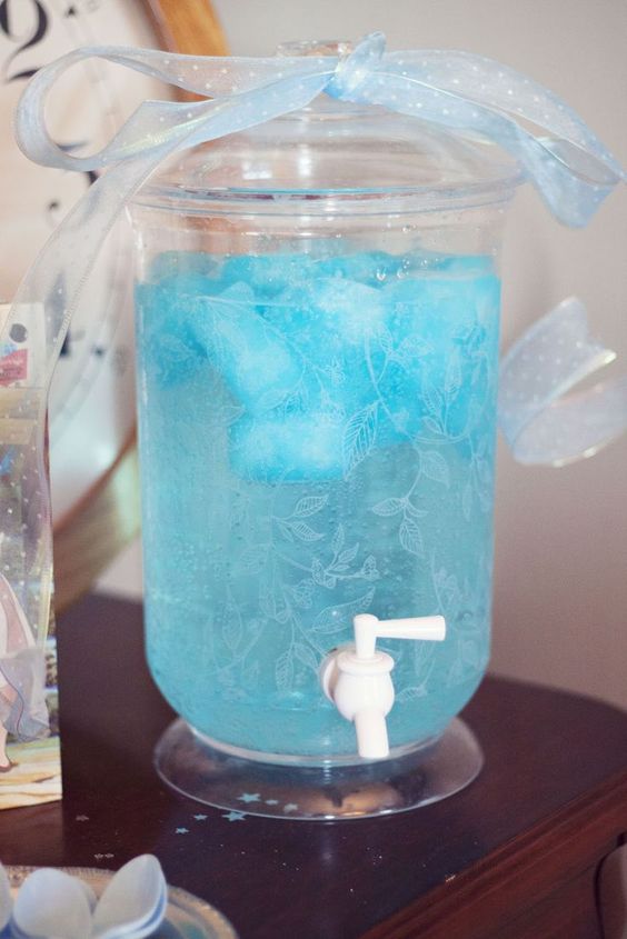 turquoise drinks for a boy baby shower