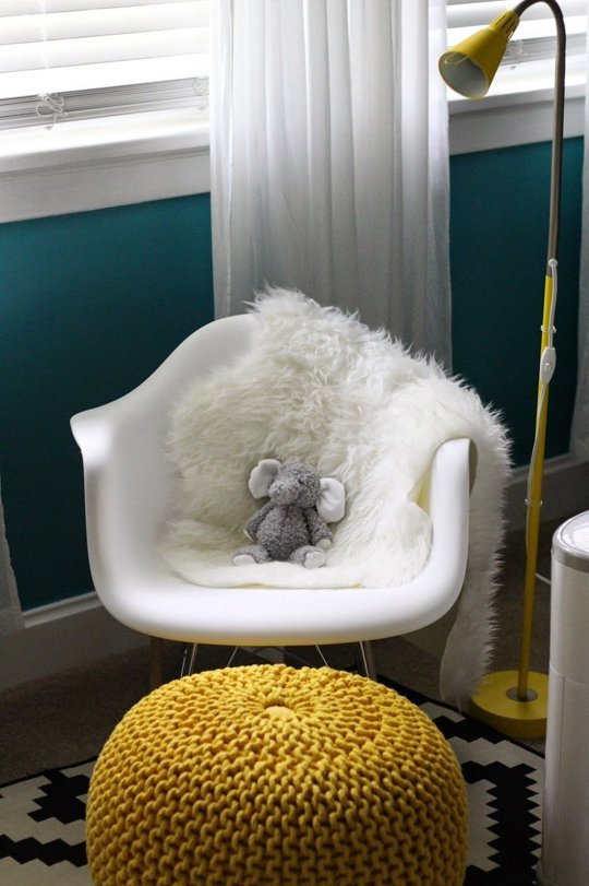 Turquoise Nursery With Yellow Black And White Accents