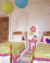 Two Girls Bedroom Accented With Pottery Barn Kids Accessories