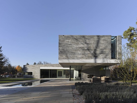 Two Story House With Rough Stone Facade